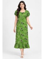 Women's Cotton Zip Frock Nighty - Mint Green