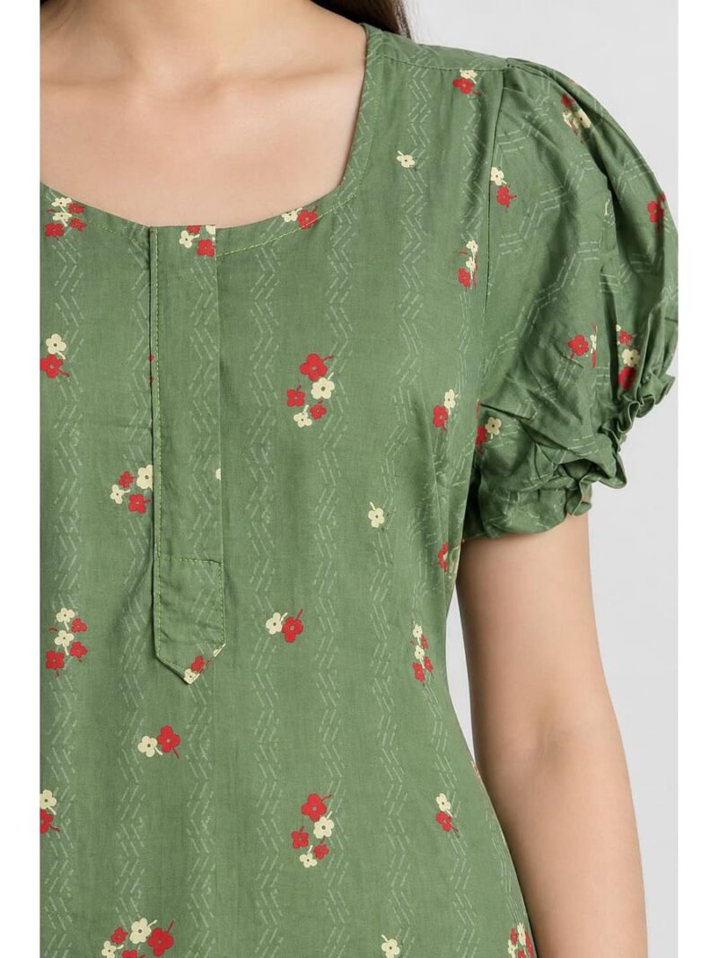 Women's Cotton Zip Frock Nighty - Seafoam Green