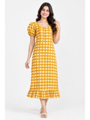Women's Cotton Zip Frock Nighty - Yellow