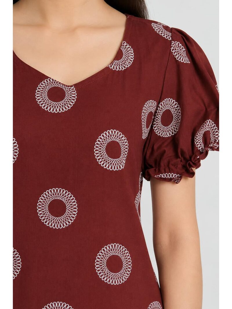 Women's Cotton Frock Nighty - Maroon