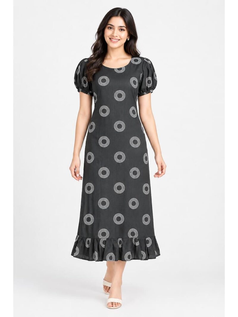 Women's Cotton Frock Nighty - Grey