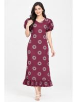 Women's Cotton Frock Nighty - Plum