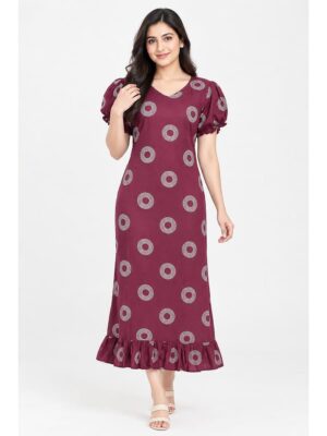 Women's Cotton Frock Nighty - Plum