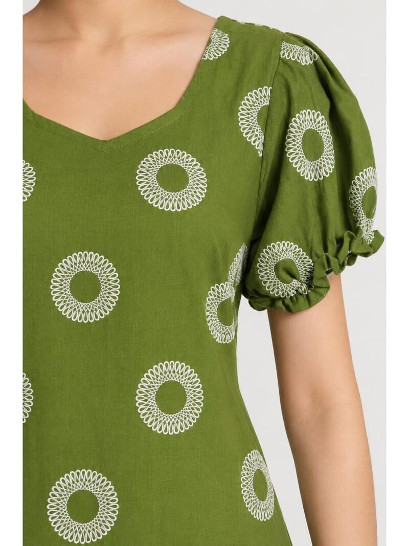 Women's Cotton Frock Nighty - Olive Green