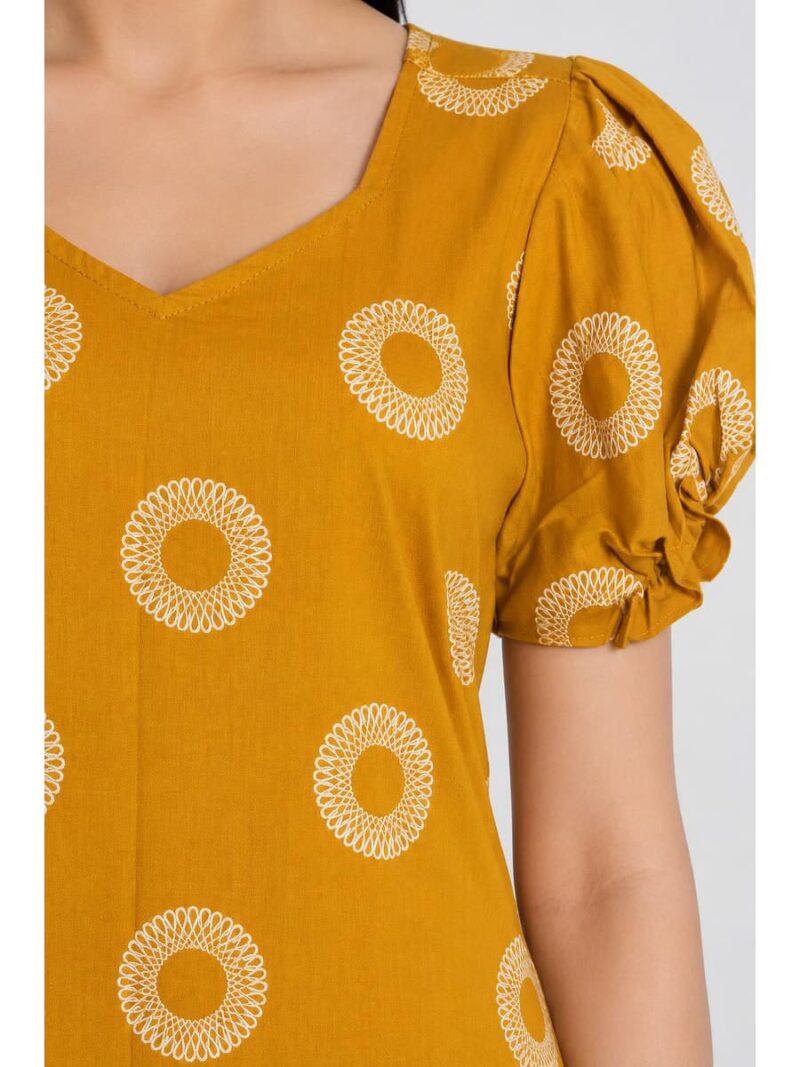 Women's Cotton Frock Nighty - Yellow
