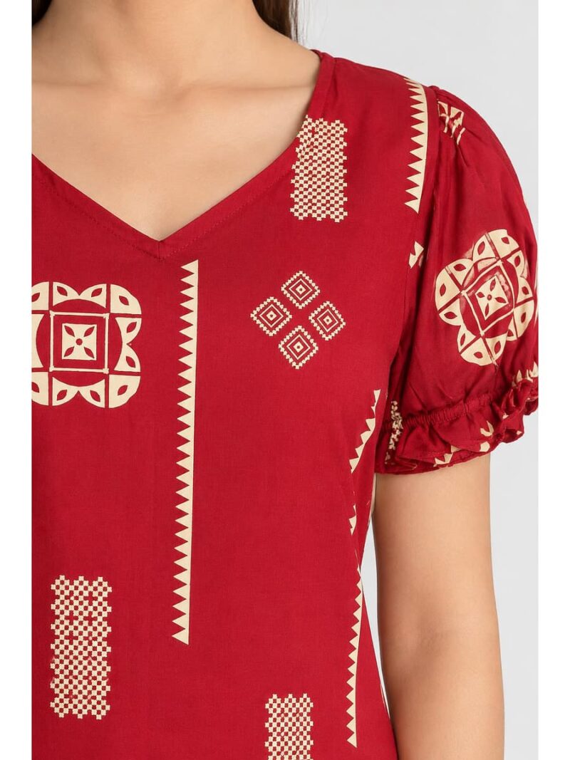 Women's Cotton Frock Nighty - Red