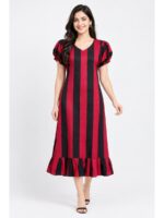 W-NY-636-10-RBY-M_front Women's Cotton Frock Nighty - Raspberry