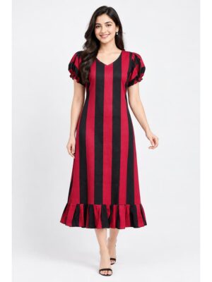 Women's Cotton Frock Nighty - Raspberry