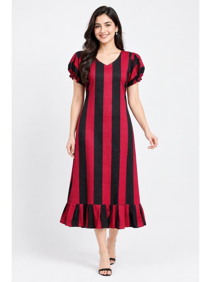 W-NY-636-10-RBY-M_front Women's Cotton Frock Nighty - Raspberry