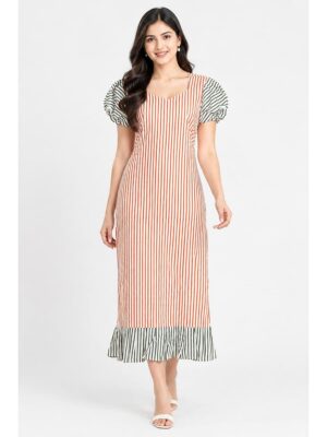 Women's Cotton Frock Nighty - Orange