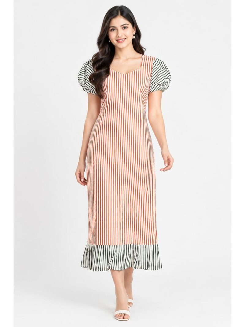 W-NY-636-11-OR-M_front Women's Cotton Frock Nighty - Orange