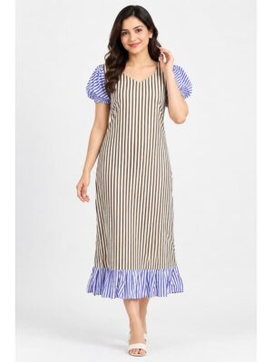 Women's Cotton Frock Nighty - Brown