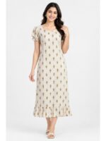 W-NY-636-13-IV-M_front Women's Cotton Frock Nighty - Ivory