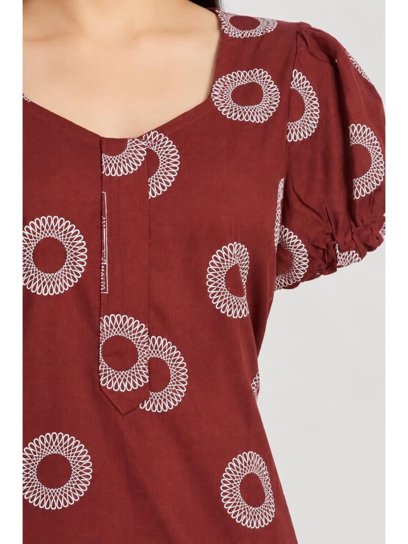 Women's Cotton Zip Frock Nighty - Maroon