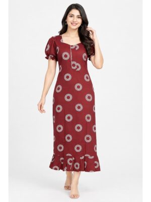 Women's Cotton Zip Frock Nighty - Maroon