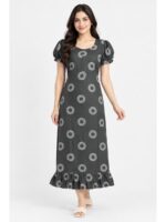 Women's Cotton Zip Frock Nighty - Grey