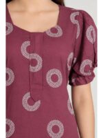 W-NY-636-17-PL-M_detail Women's Cotton Zip Frock Nighty - Plum