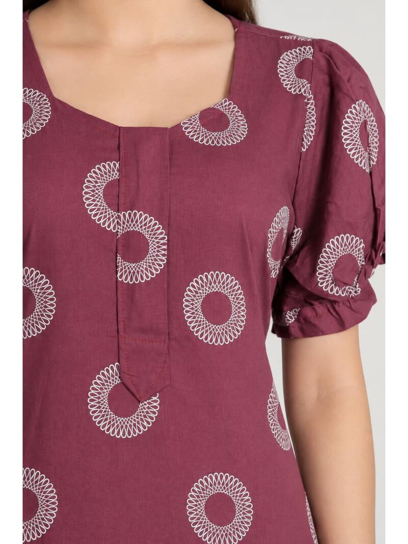 Women's Cotton Zip Frock Nighty - Plum