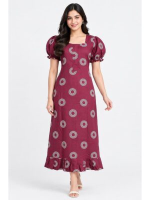 Women's Cotton Zip Frock Nighty - Plum