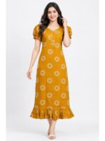 Women's Cotton Zip Frock Nighty - Yellow