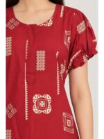 Women's Cotton Zip Frock Nighty - Red
