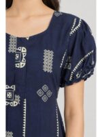 Women's Cotton Zip Frock Nighty - Navy Blue