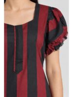 Women's Cotton Zip Frock Nighty -Maroon & Black