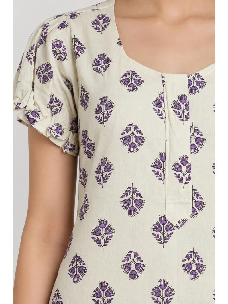 Women's Cotton Zip Frock Nighty - Ivory
