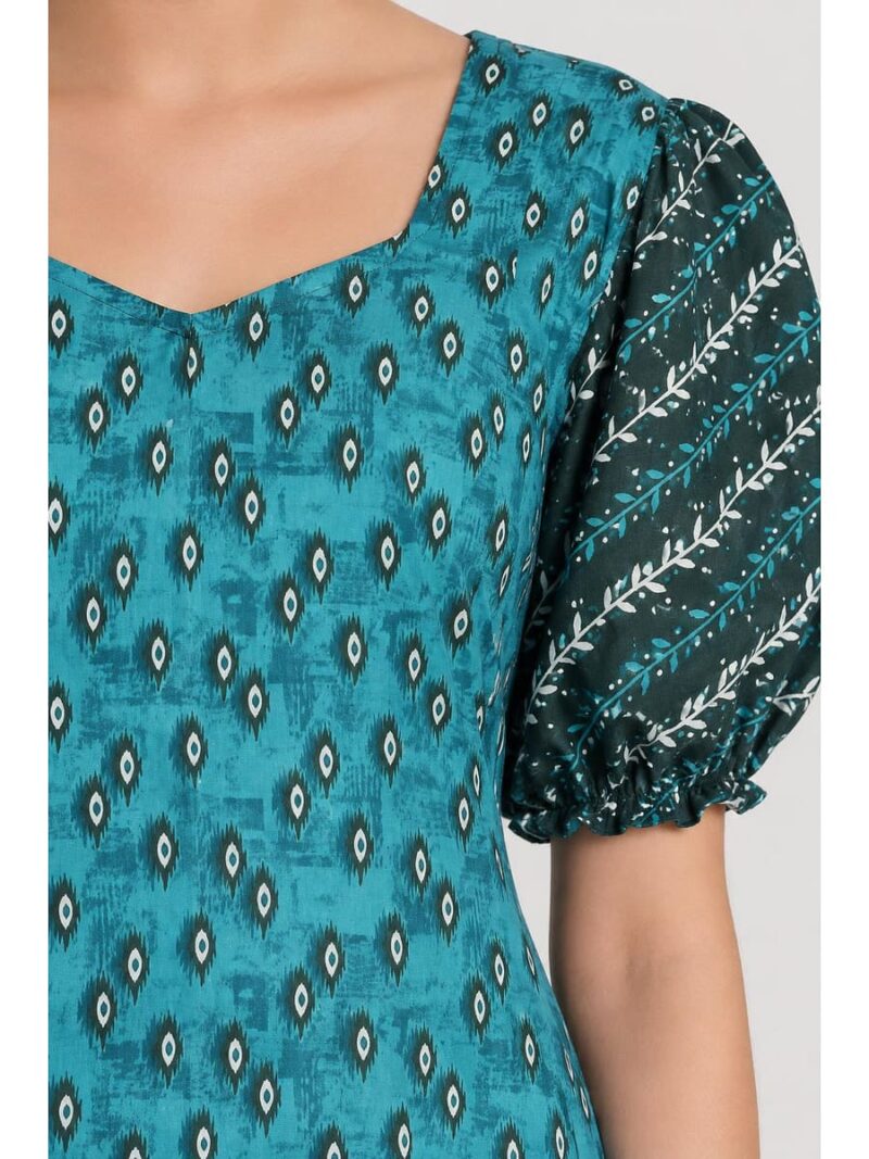 Women's Cotton Frock Nighty - Aqua