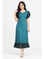 W-NY-637-01-AQ-XXL_front Women's Cotton Frock Nighty - Aqua