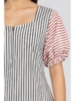 Women's Cotton Plus-Size Frock Nighty with Zip - Black
