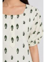 Women's Cotton Plus-Size Frock Nighty with Zip -Ivory