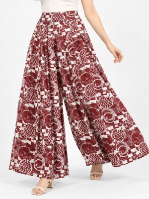 Women’s Lycra Palazzo Pant - Maroon