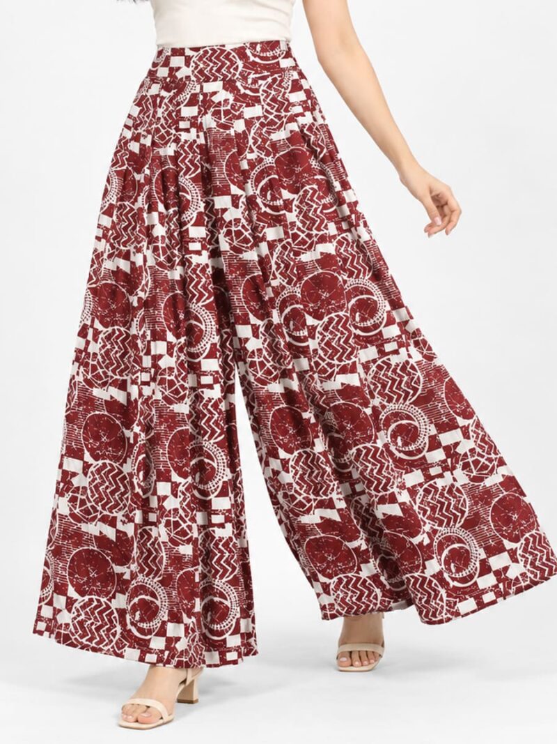 W-PZ-566-01-MR-L-F Women’s Lycra Palazzo Pant - Maroon