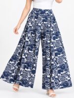 W-PZ-566-02-NB-L-F Women’s Lycra Palazzo Pant -Navy Blue