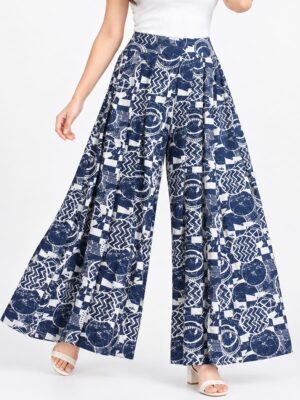 Women’s Lycra Palazzo Pant -Navy Blue