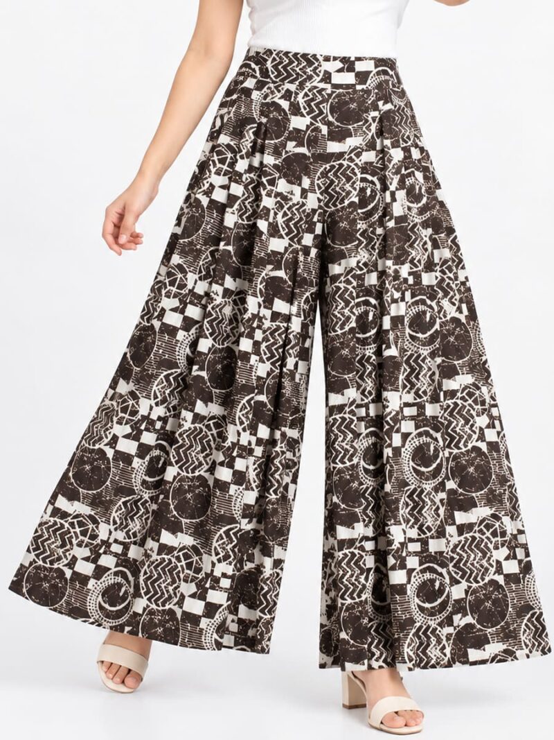W-PZ-566-04-CF-L-F Women’s Lycra Palazzo Pant - Coffee
