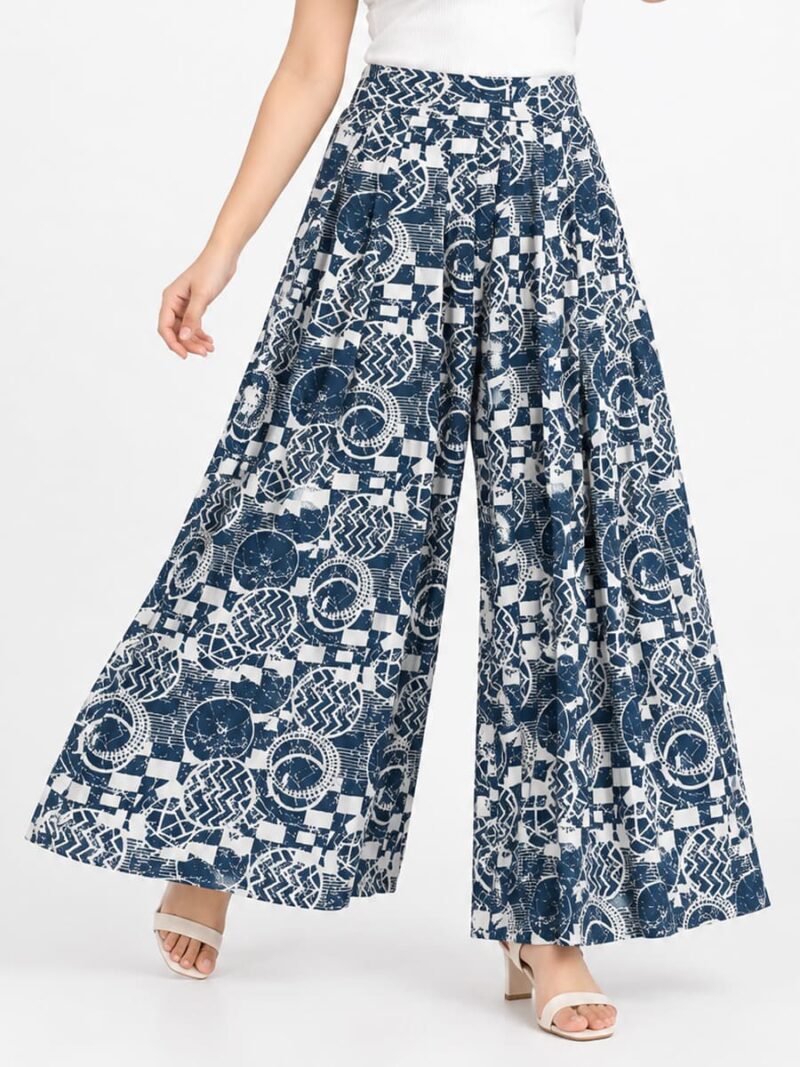 W-PZ-566-05-TL-L-F Women’s Lycra Palazzo Pant - Teal