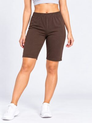 Women's Cotton Yoga Shorts -Coffee