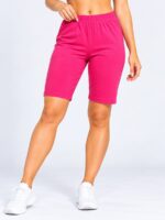 Women's Cotton Yoga Shorts -Raspberry