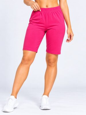 Women's Cotton Yoga Shorts -Raspberry