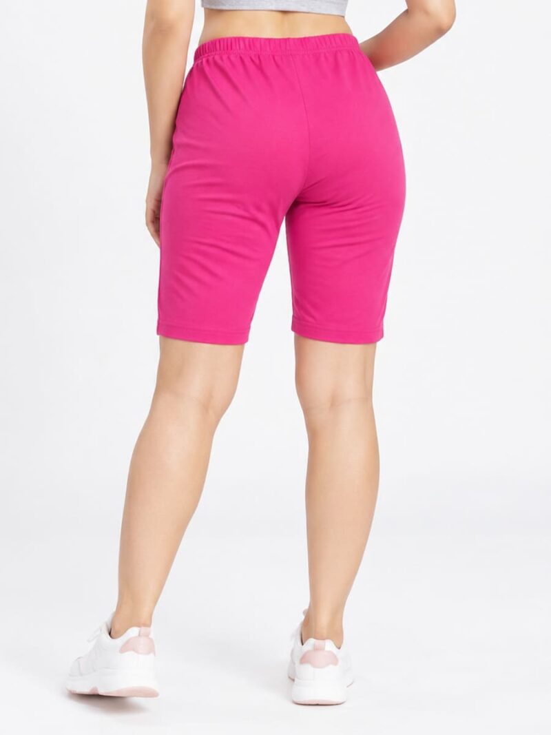 Women's Cotton Yoga Shorts -Raspberry