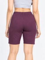 W-SH-564-06-PP-L-b Women's Cotton Yoga Shorts - Purple