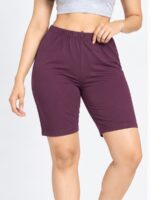W-SH-564-06-PP-L-f Women's Cotton Yoga Shorts - Purple