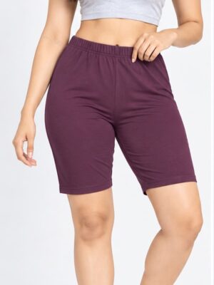 Women's Cotton Yoga Shorts - Purple