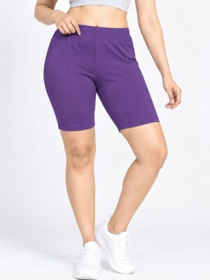 Women's Cotton Yoga Shorts - Violet