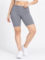 W-SH-564-08-GY-L-f Women's Cotton Yoga Shorts - Grey
