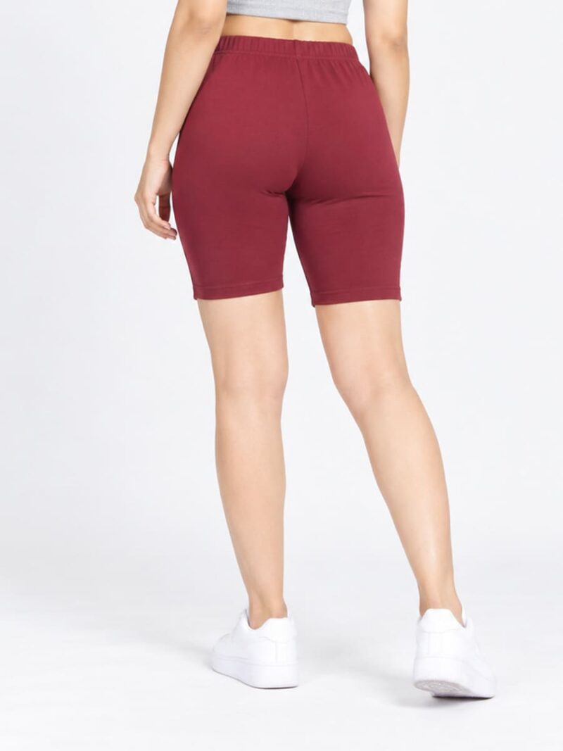Women's Cotton Yoga Shorts -Maroon