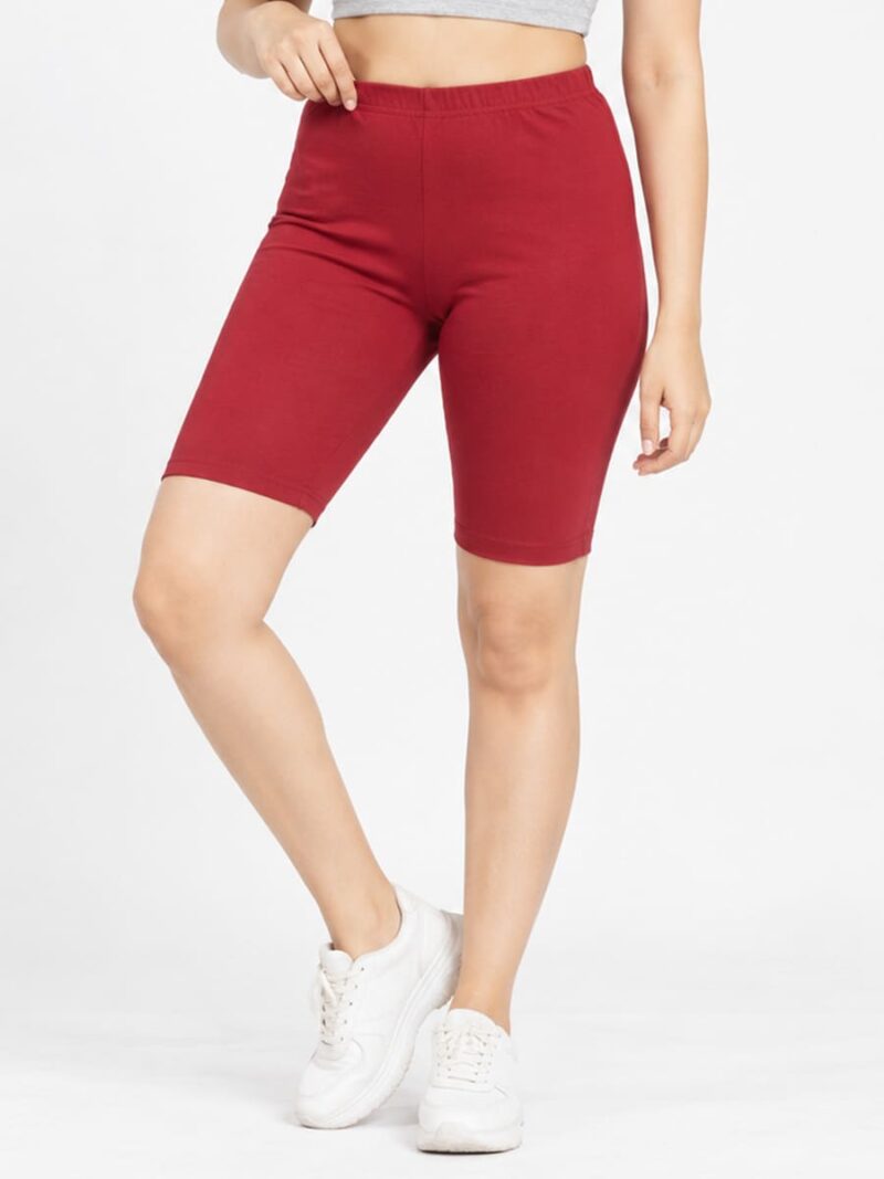 W-SH-565-01-MR-XL-f Women's Cotton Yoga Shorts - Maroon
