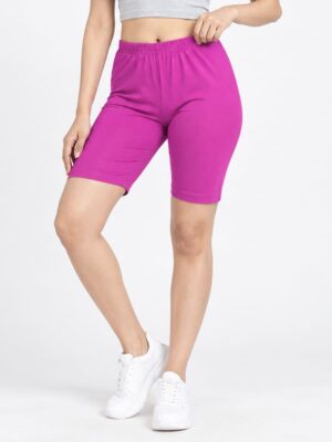 Women's Cotton Yoga Shorts - Cerise